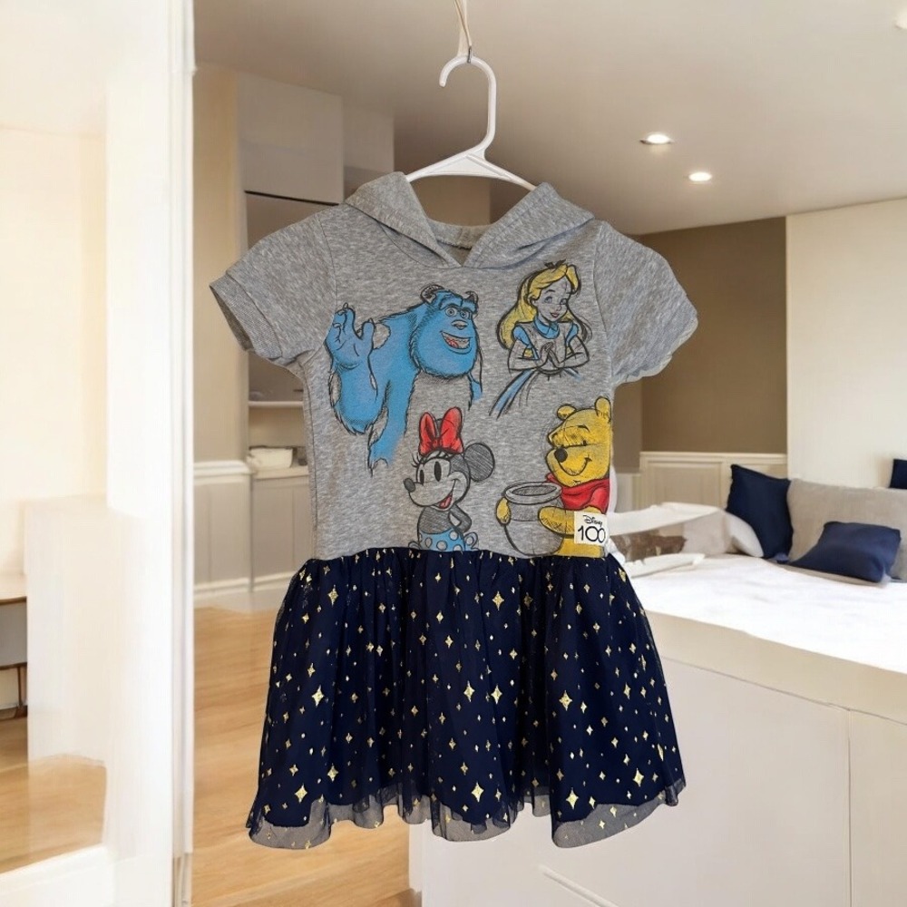 Disney 100 Years Celebration Dress Girls Size S (6/6X) Hoodie Stars Tulle Skirt‎